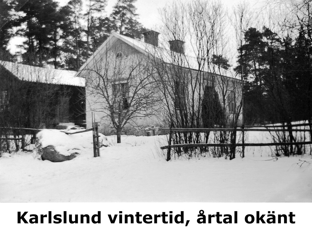 Karlslund på vintern. Okänt årtal.