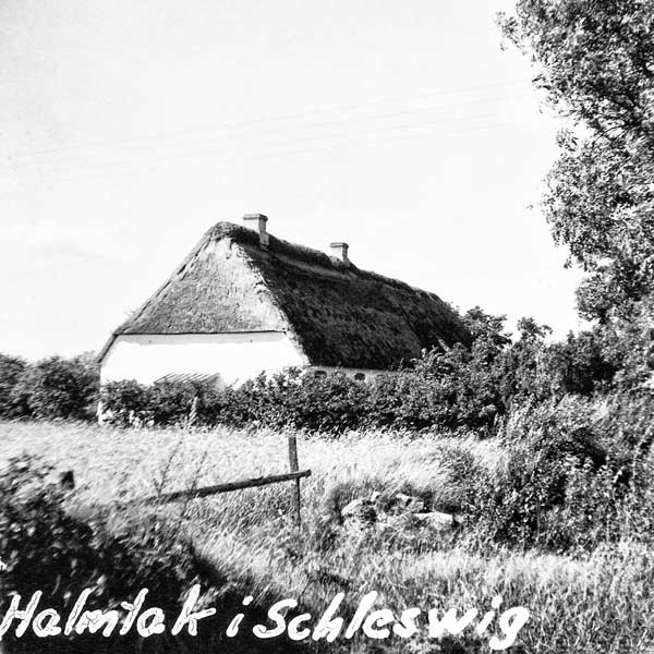 Hus med halmtak i Schleswig.