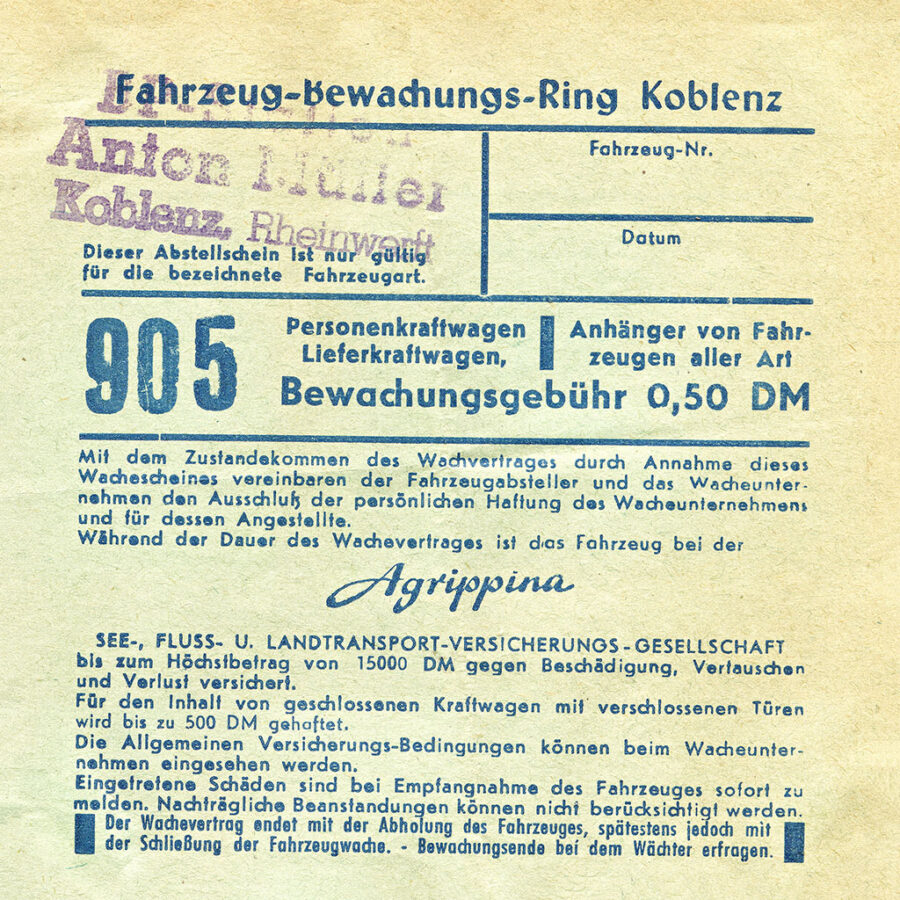 Parkeringskvitto från Koblenz.